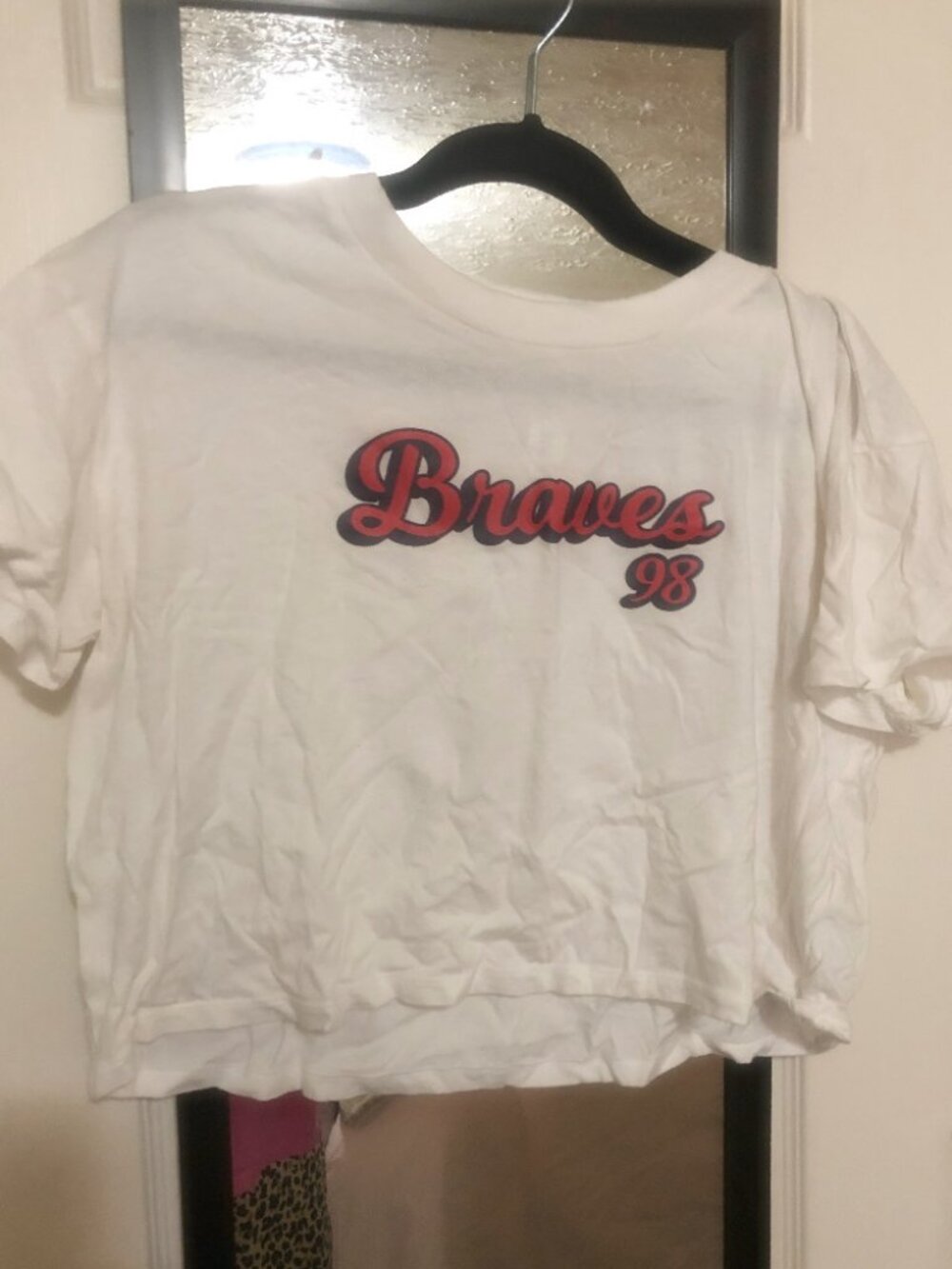 White Atlanta Braves Wallen 98 Crop Top